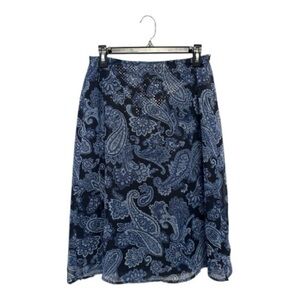 Vintage Y2K Era Villager Navy Blue Paisley Midi Skirt w/ Sequin Detailing Size 8